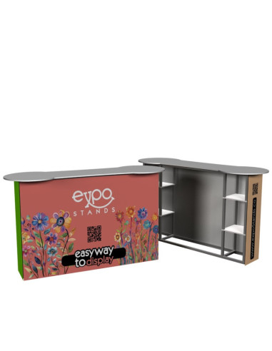 Counter de 170x55 cm con opción repisas y cenefa.