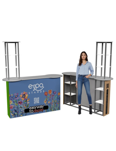 Counter de 170x55 cm con opción repisas y cenefa.