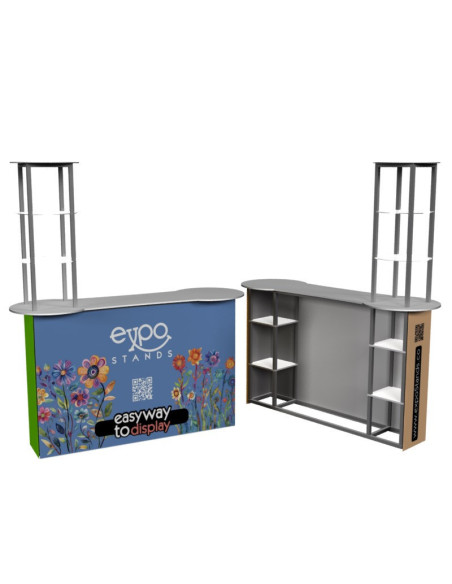 Counter de 170x55 cm con opción repisas y cenefa.