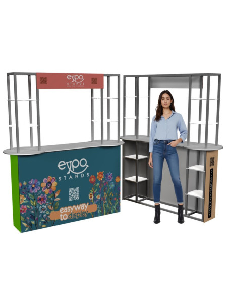 Counter de 170x55 cm con opción repisas y cenefa.