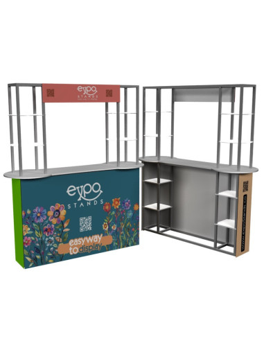 Counter de 170x55 cm con opción repisas y cenefa.