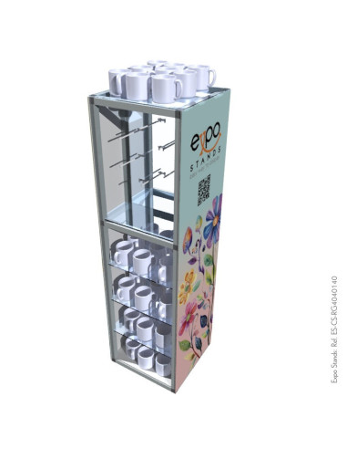 Display portátil con repisa y ganchera