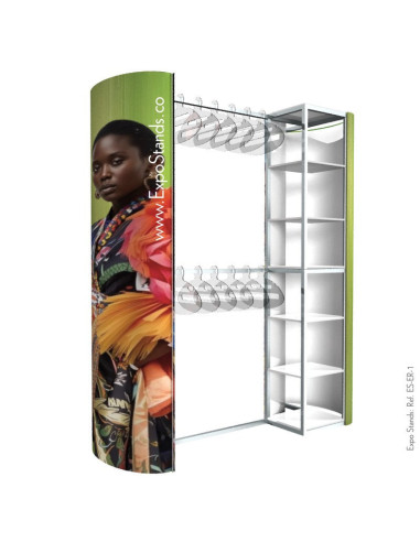 ExpoStands - Ganchera para prendas de vestir y exhibidor con repisa.