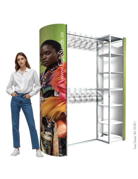 ExpoStands - Ganchera para prendas de vestir y exhibidor con repisa.