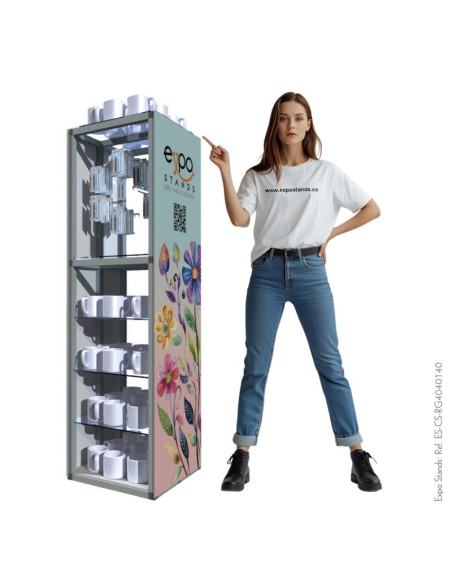 Display portátil con repisa y ganchera