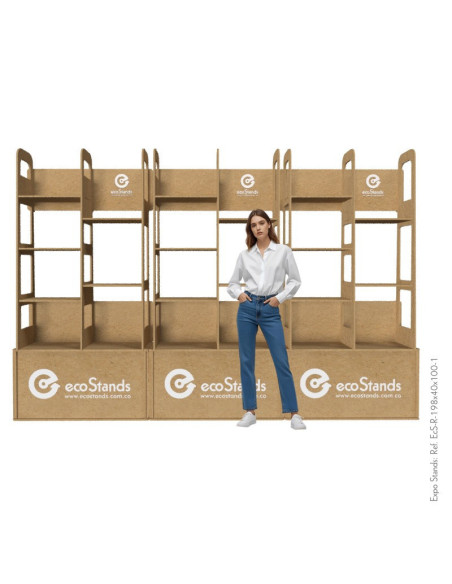 Repisa doble con almacenamiento en MDF