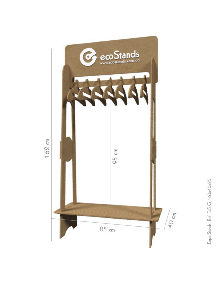 Ganchera perchero Eco y portable 160x40x85 cm