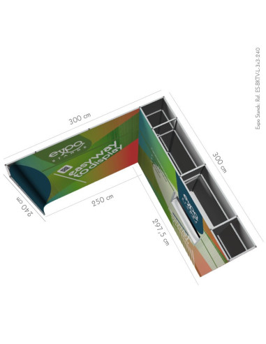 Backwall porta TV escalable para stand